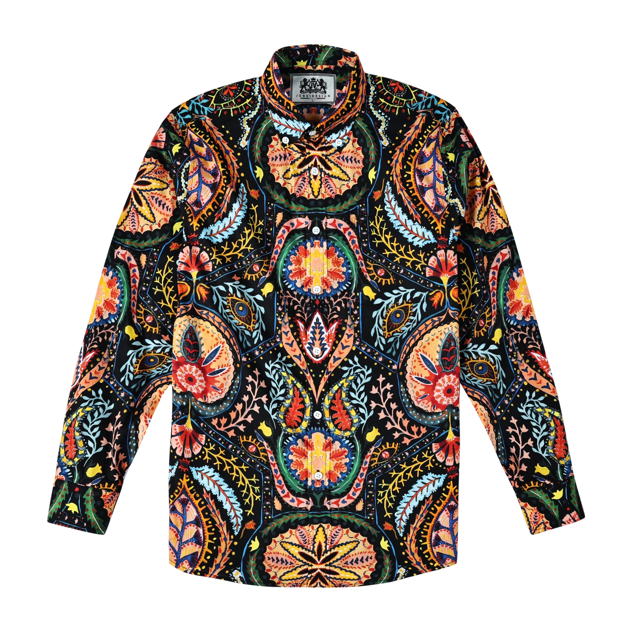 Tribal Floral Print Long Sleeve Shirt Jonvidesign
