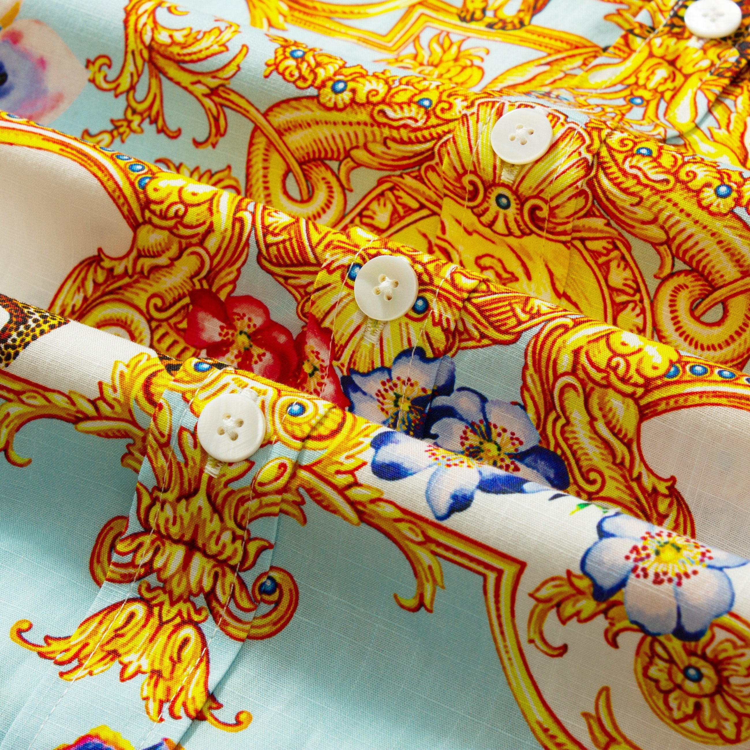 Tropical Baroque Floral Pattern Short Sleeve Shirt Jonvidesign