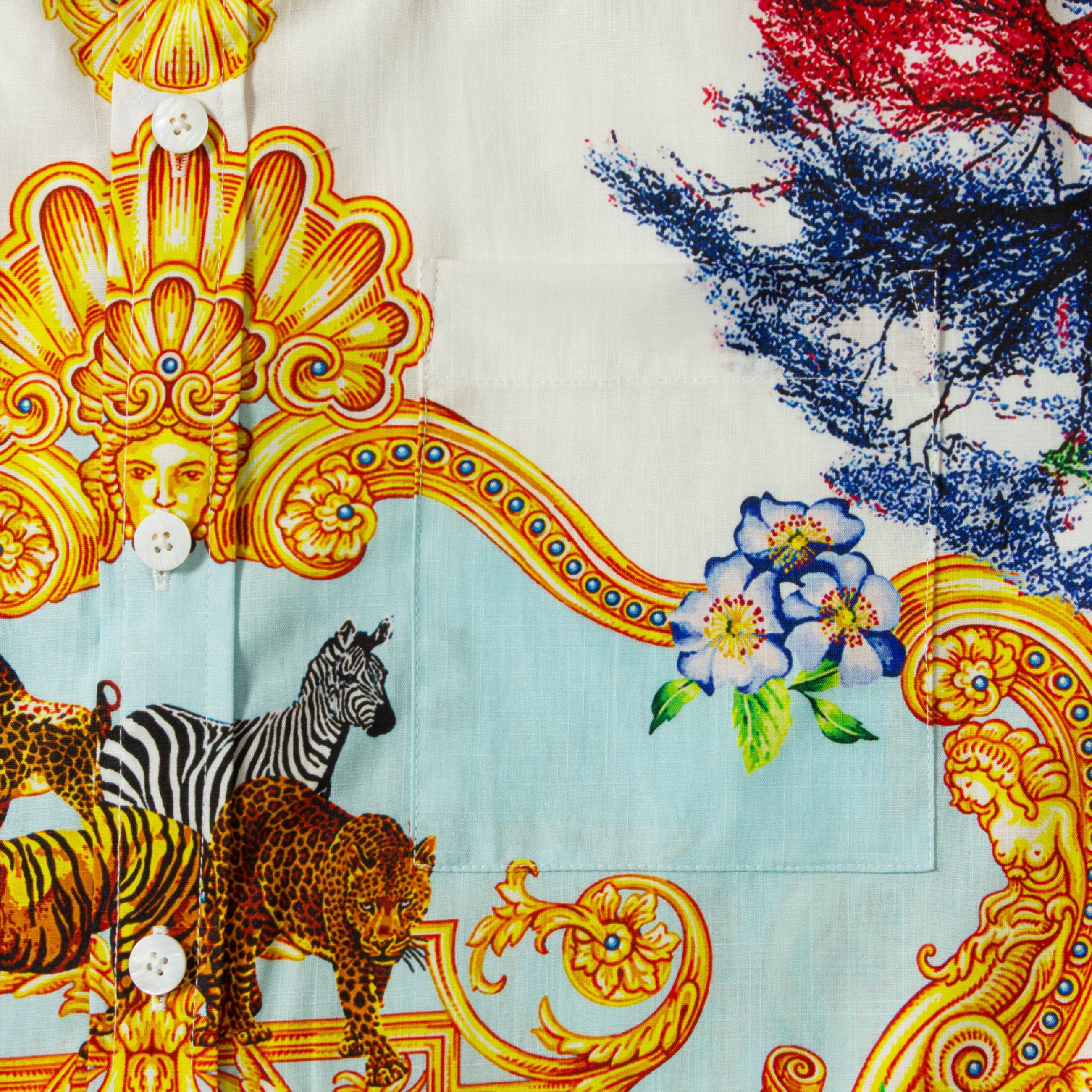 Tropical Baroque Floral Pattern Short Sleeve Shirt Jonvidesign