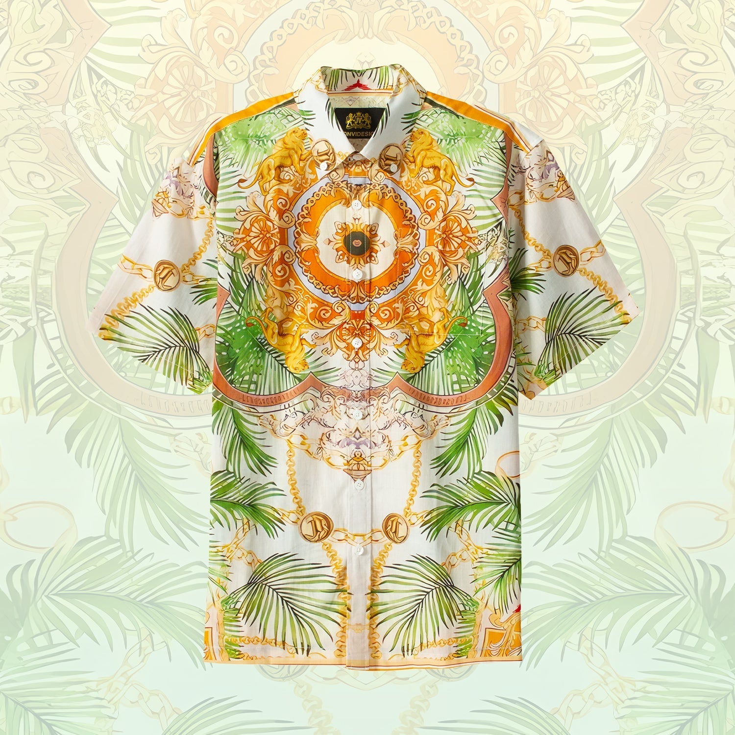 Tropical Baroque Short Sleeve Shirt for Men Jonvidesign