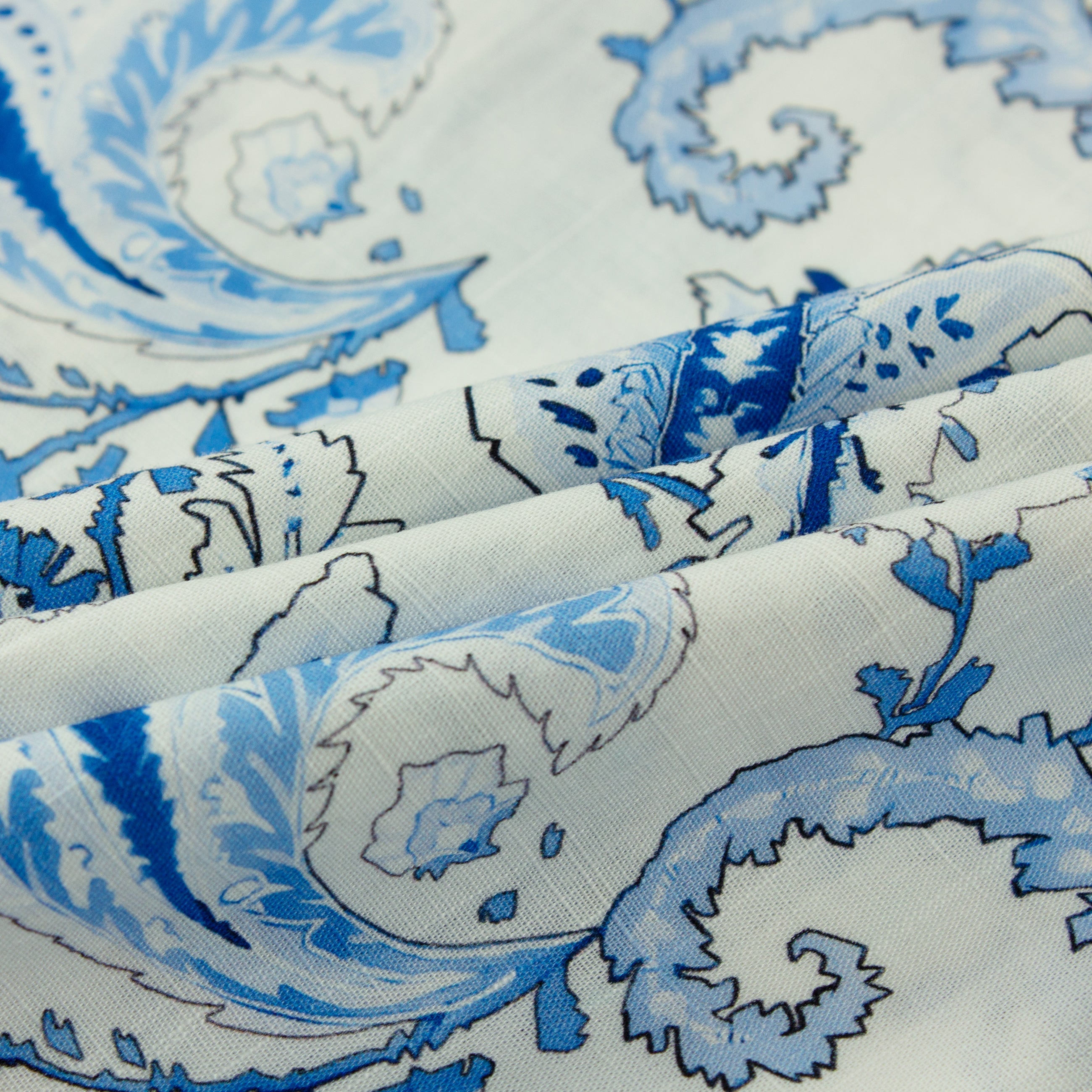 Tropical Paisley Print Short Sleeve Dress Shirt in Blue Jonvidesign