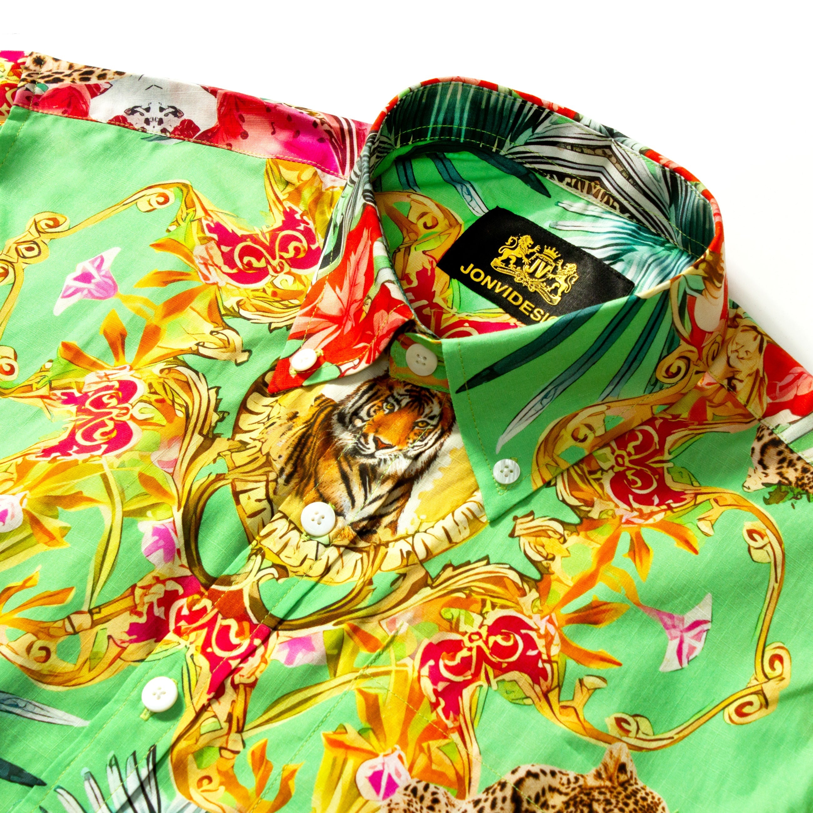 Tropical Style Animal Print Short Sleeve Shirt Jonvidesign