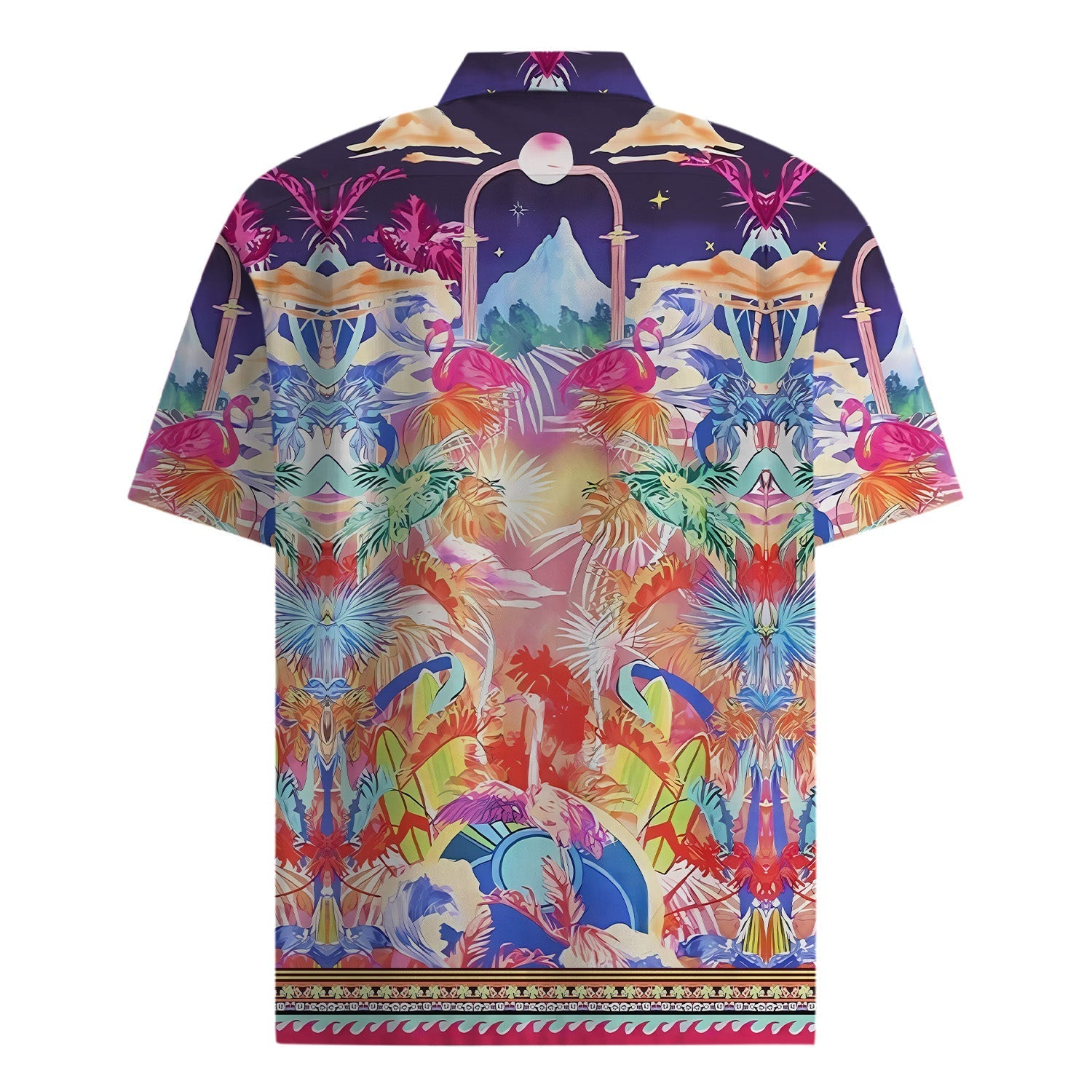 Tropical Style Flamingo Short Sleeve Shirt in Multicolor Jonvidesign