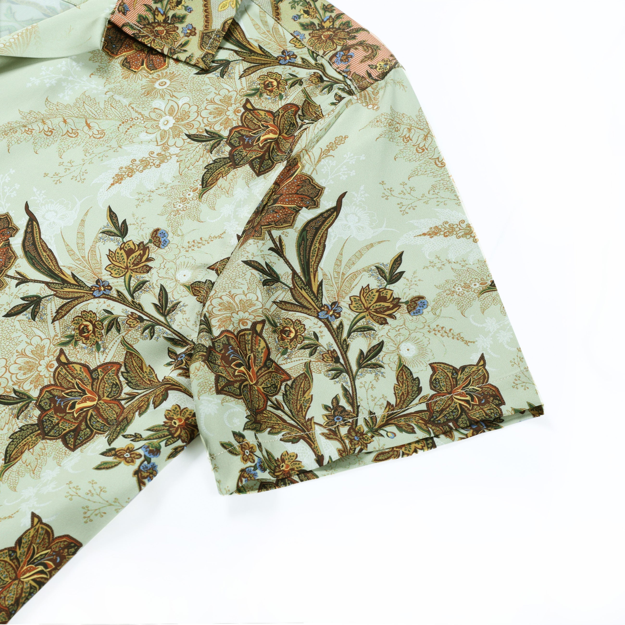 Vintage Floral Pattern Short Sleeve Camp Collar Casual Shirt Jonvidesign