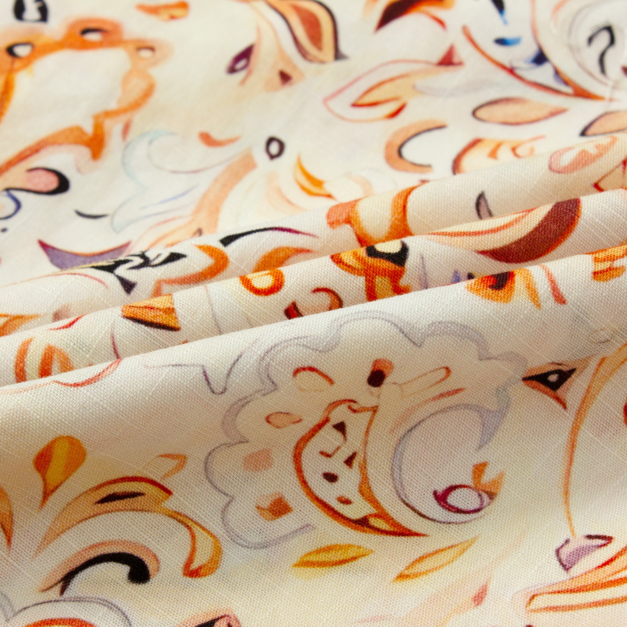 Vintage Paisley Pattern Short Sleeve Camp Shirt in Orange Jonvidesign