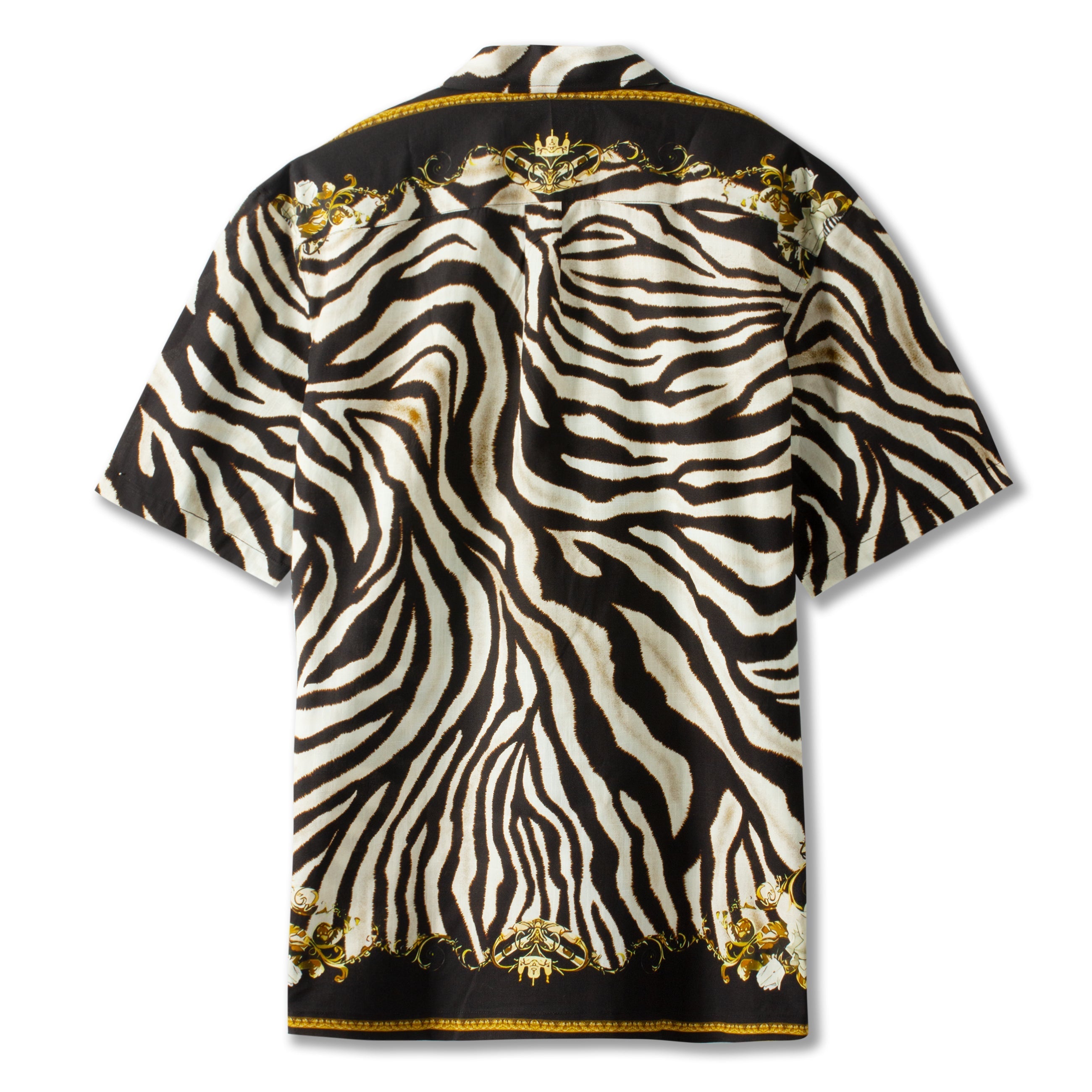Zebra Print Short Sleeve Dress Shirt for Men Jonvidesign