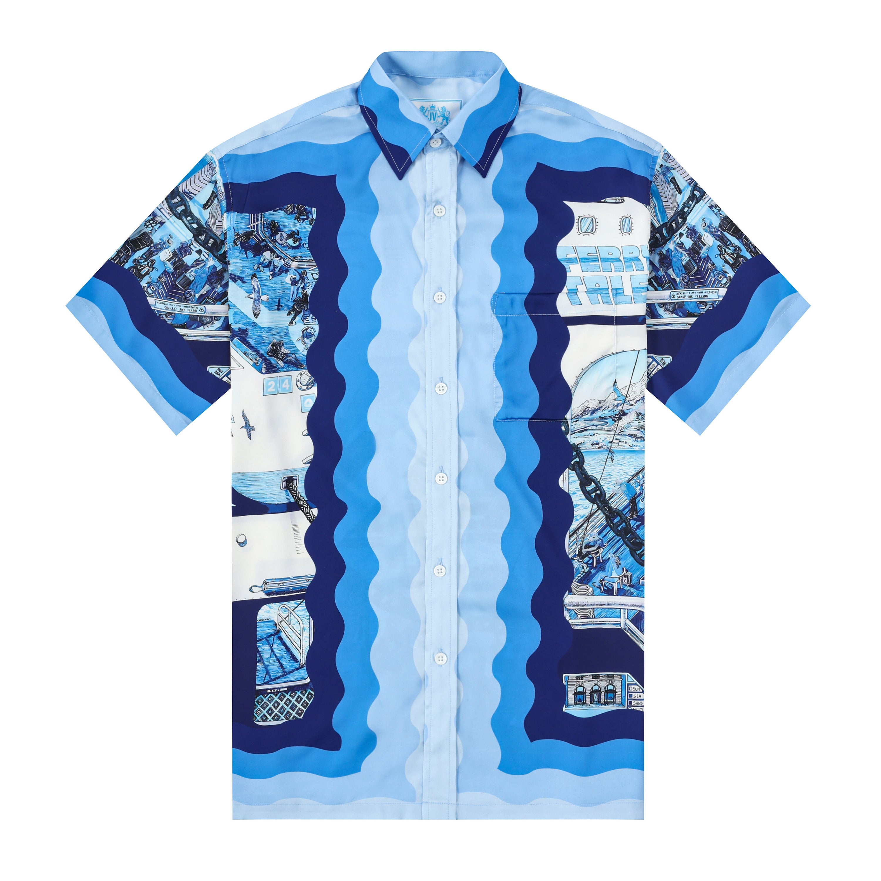 Ferry Comic Pattern Short Sleeve Casual Shirt Jonvidesign