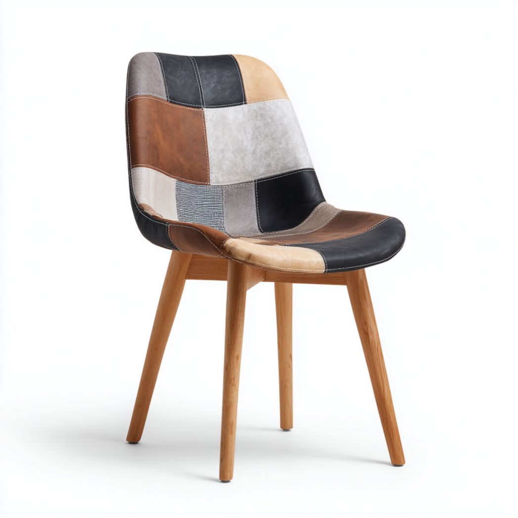 Fauteuil patchwork avec pieds en bois-LETTO FURNITURE