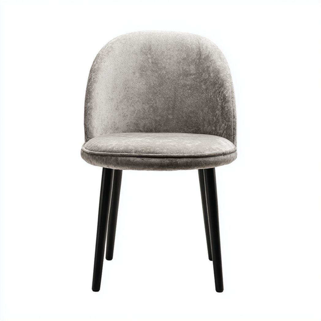 Fauteuil gris en velours avec pieds noirs-LETTO FURNITURE