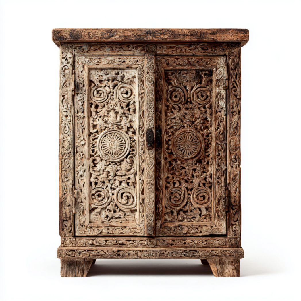 Meuble en bois sculpté à portes décorées-LETTO FURNITURE
