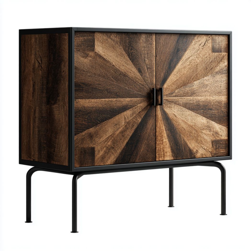Buffet en bois avec design géométrique et pieds en métal-LETTO FURNITURE