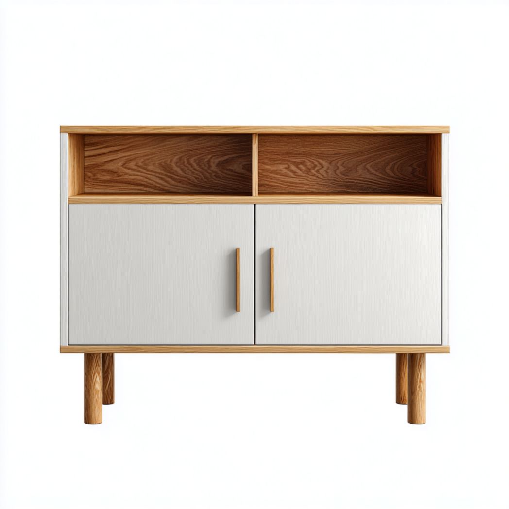 Buffet moderne en bois avec tiroirs et étagères ouvertes-LETTO FURNITURE