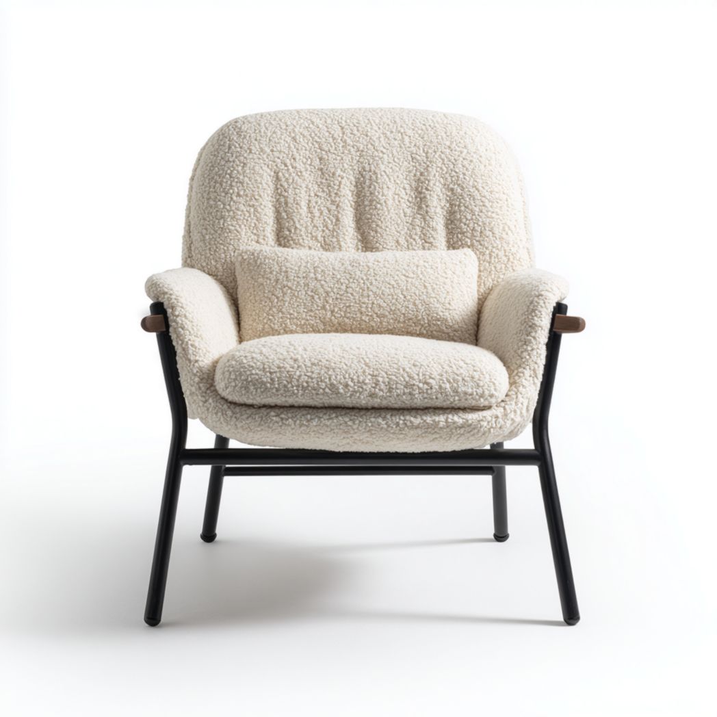 Fauteuil en tissu bouclé avec cadre en métal noir-LETTO FURNITURE