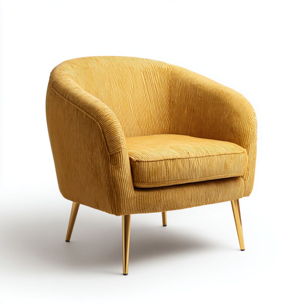 Fauteuil jaune à rayures avec pieds dorés-LETTO FURNITURE
