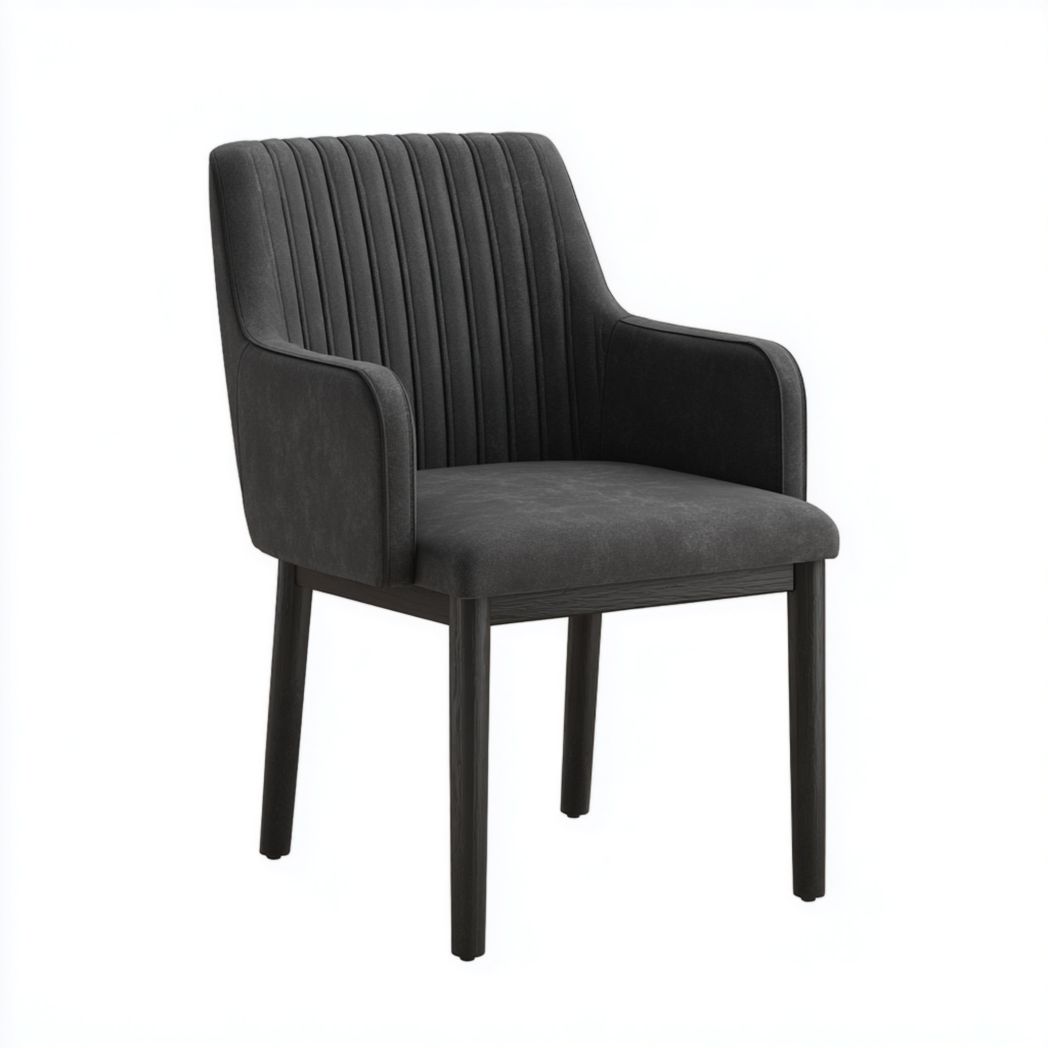 Fauteuil gris avec accoudoirs et pieds en bois-LETTO FURNITURE