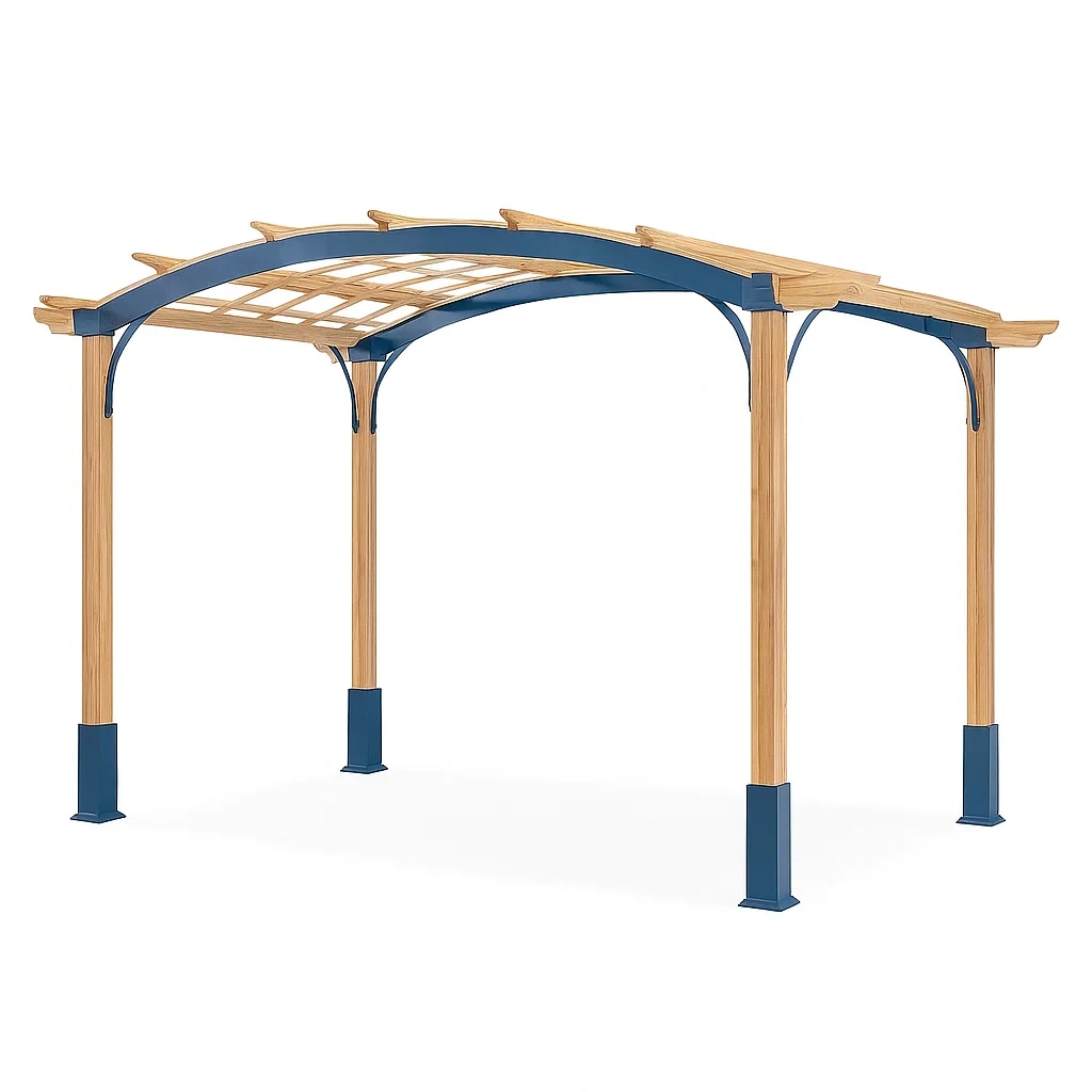 Tettoie da giardino in legno e acciaio blu 300x300x220 cm per esterni