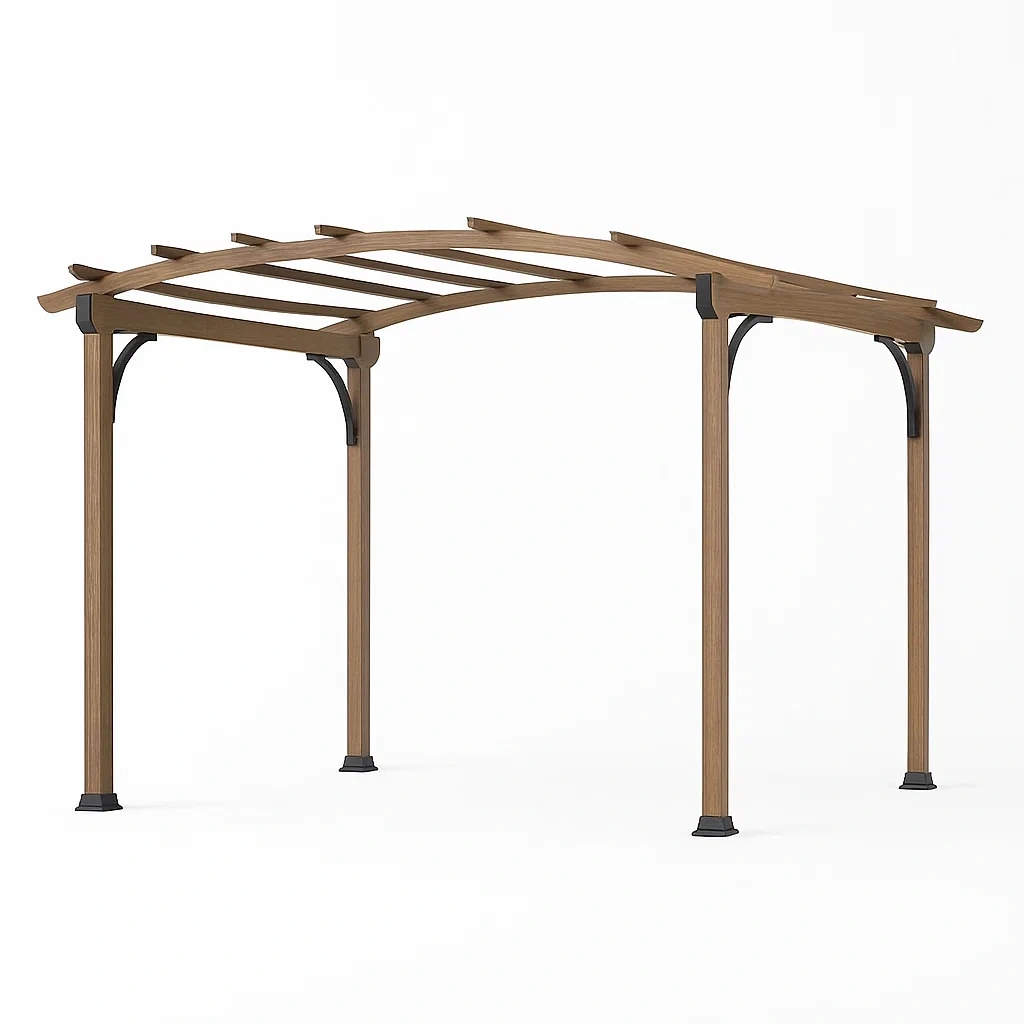 Gazebo in legno e acciaio marrone 300x400 cm