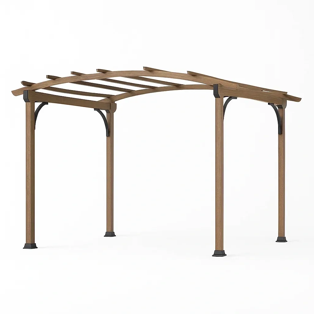 Gazebo in legno e acciaio marrone 300x400 cm