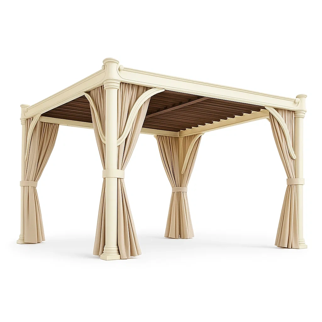 Tettoie da giardino in alluminio con tende in poliestere crema 400x300 cm