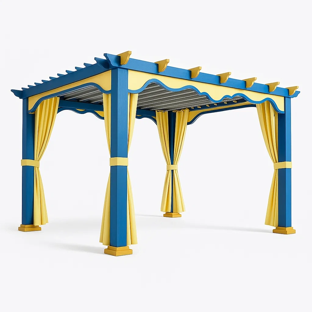 Tettoie da giardino rettangolari in alluminio e poliestere blu e giallo 300x300x240 cm