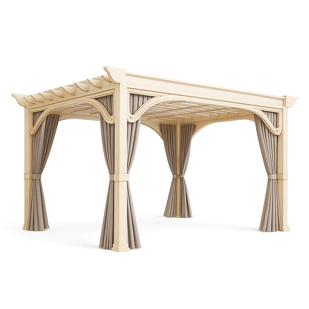 Tettoie da giardino in legno con tende in poliestere 400x300x250 cm