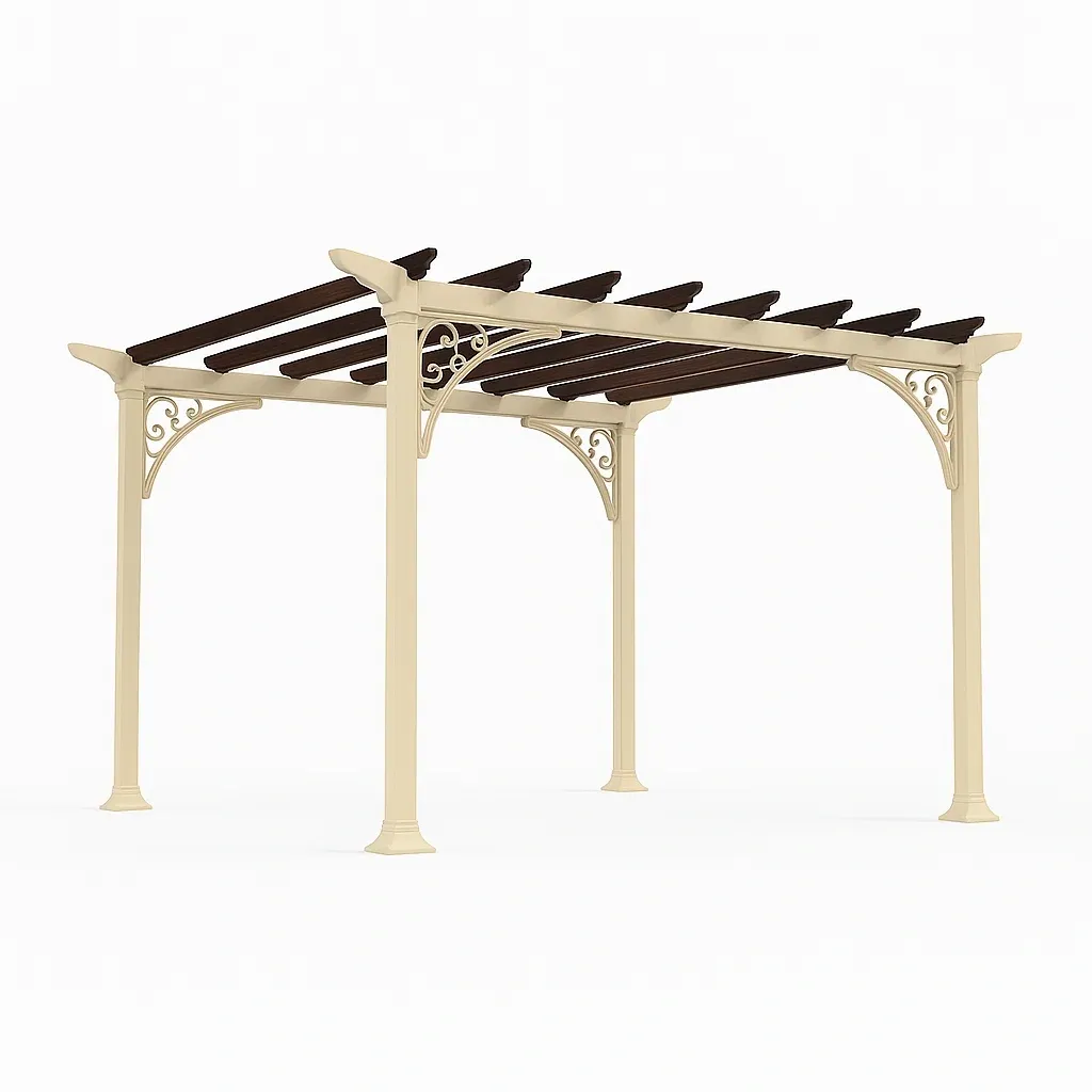 Tettoie da giardino in metallo bianco e marrone 300cm x 300cm x 250cm