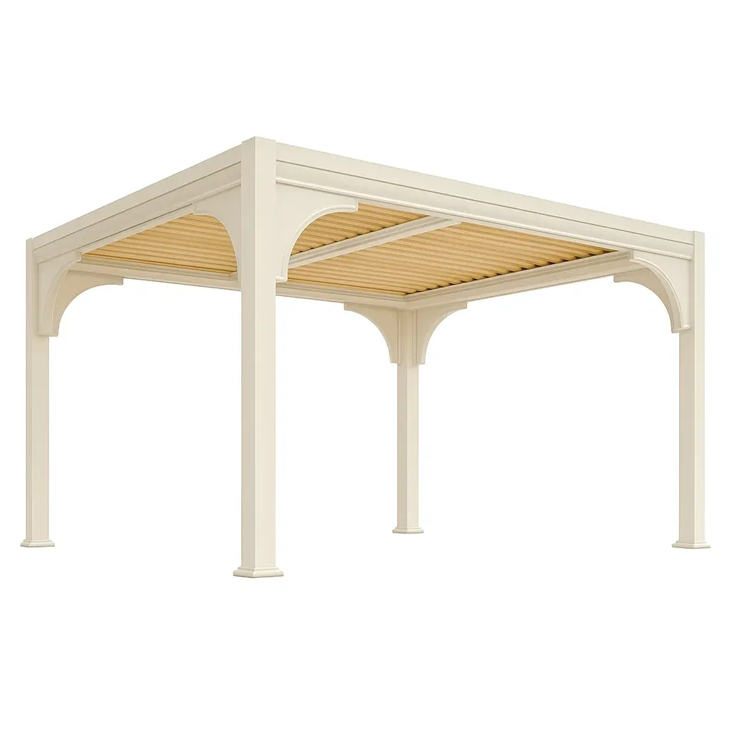 Tettoie da giardino quadrate in alluminio bianco con tetto in legno di abete 300x300x250 cm