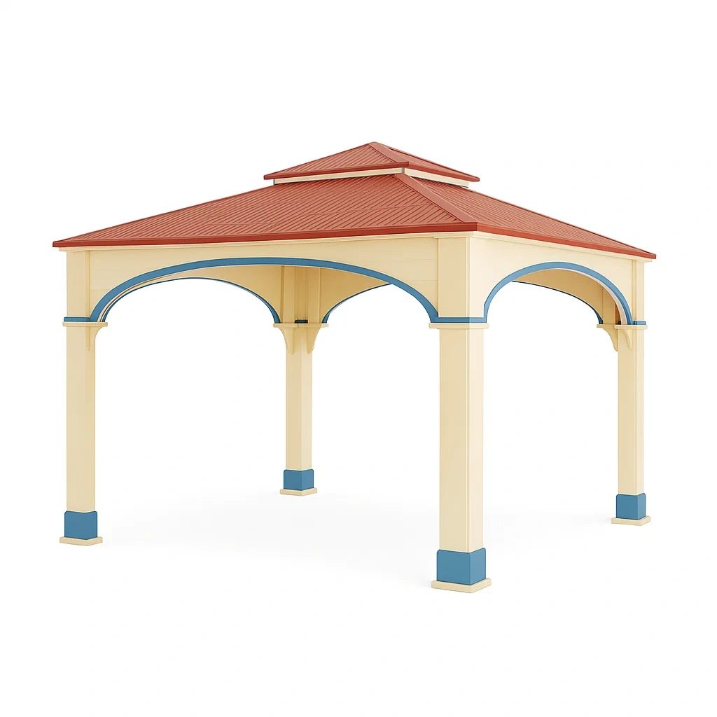 Gazebo in Metallo 300x300 cm Beige e Rosso