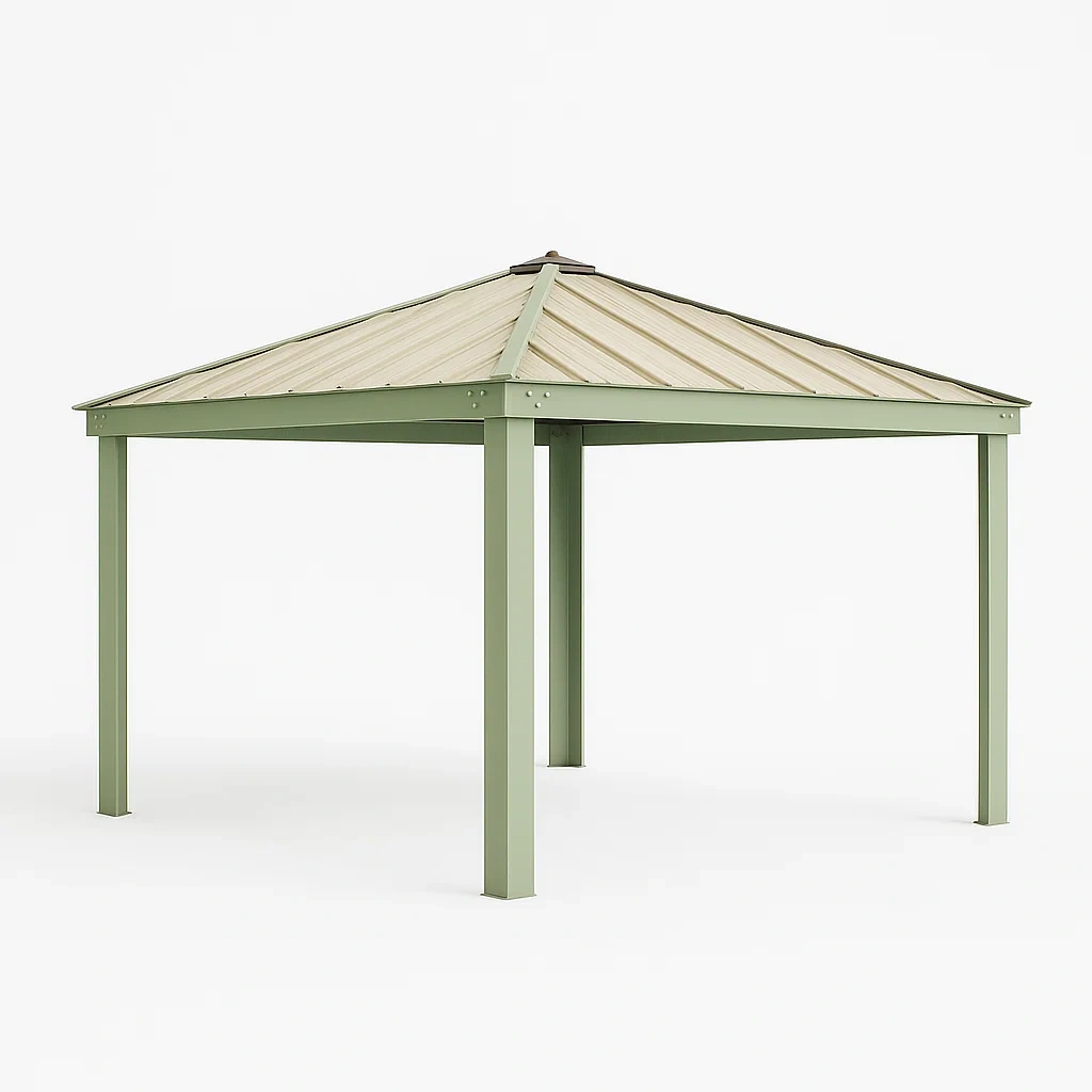 Gazebo quadrato in acciaio e legno 300x300 cm