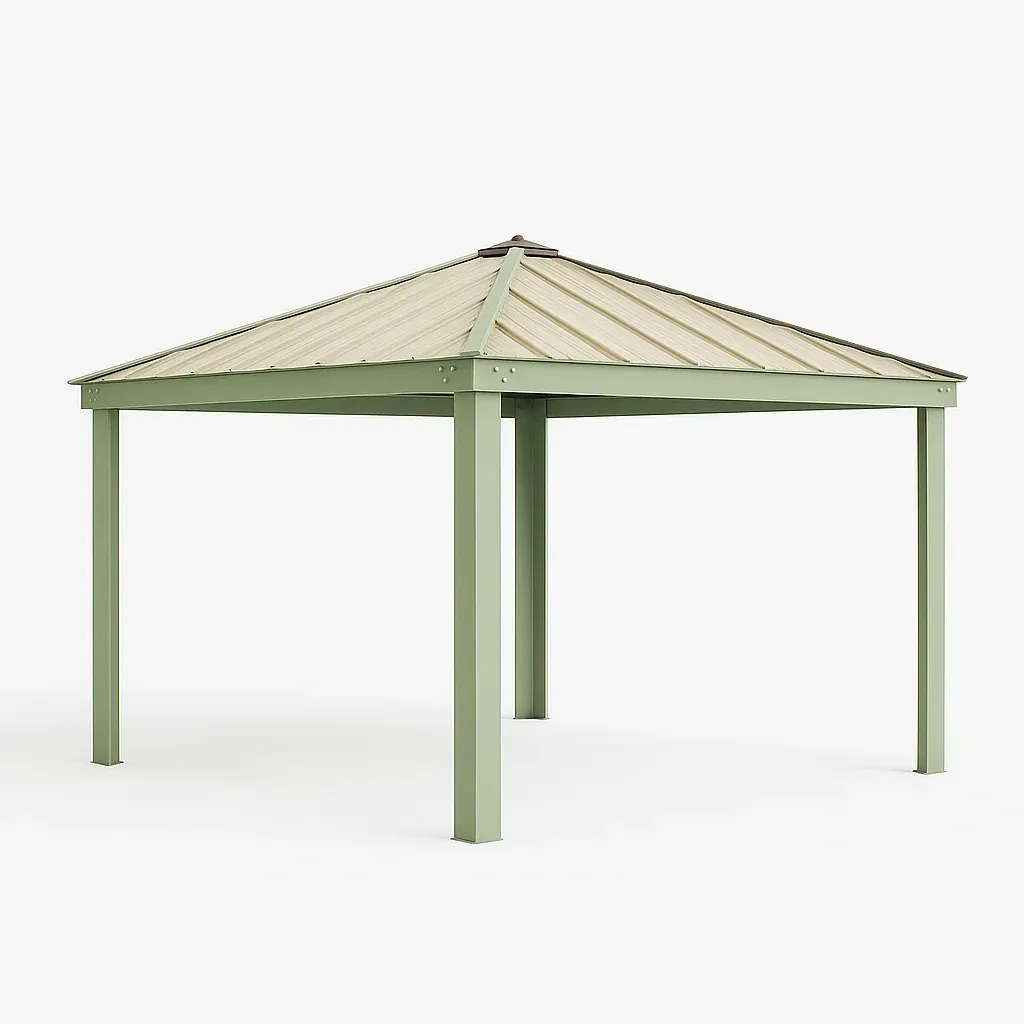 Gazebo quadrato in acciaio e legno 300x300 cm