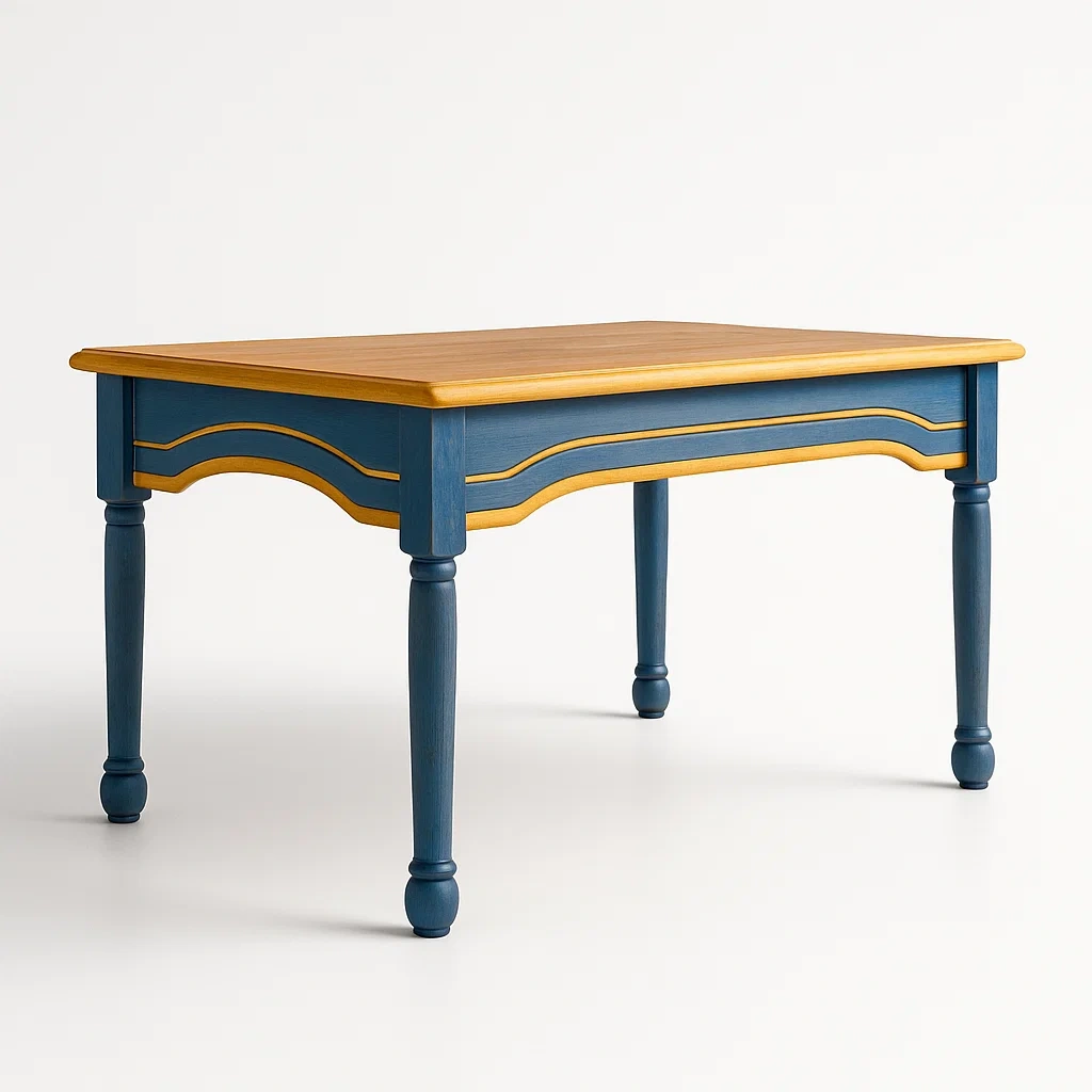 Tavolo da pranzo per interni da pranzo rettangolare legno blu/giallo 120x75x75 cm