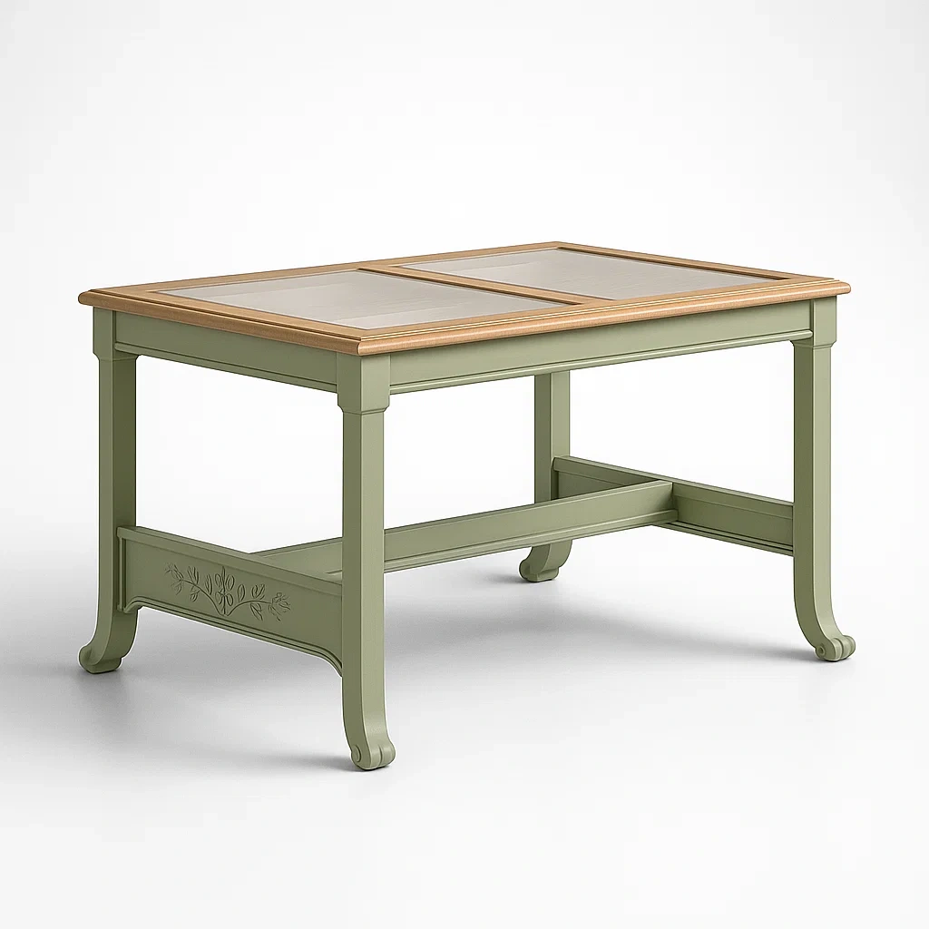 Tavolo da pranzo per interni da Pranzo Rettangolare Verde in Legno e Vetro