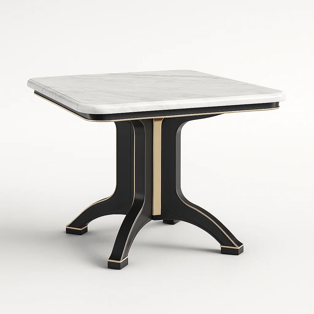 Tavolo da pranzo per interni Quadrato in Marmo e Metallo, 80x80x75 cm