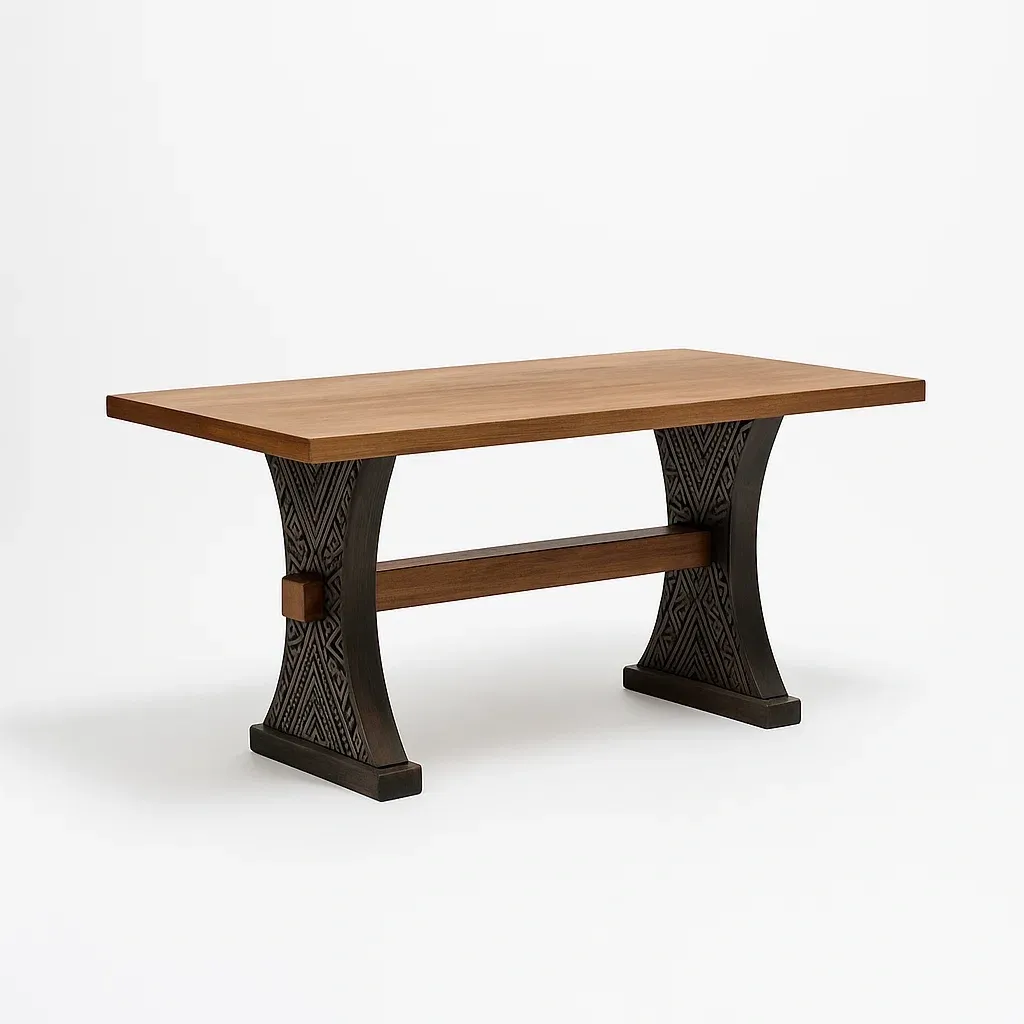 Tavolo da pranzo per interni in legno e metallo marrone 200x90x75 cm