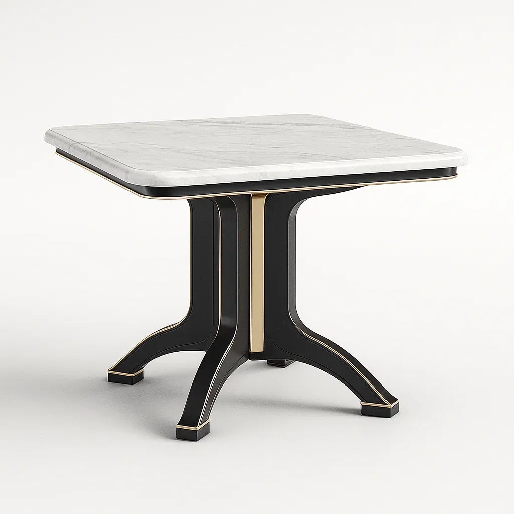 Tavolo da pranzo per interni Quadrato in Marmo e Metallo, 80x80x75 cm