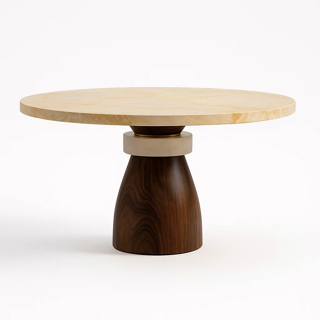 Tavolo da pranzo per interni Rotondo in Legno di Betulla e Noce diametro 65cm