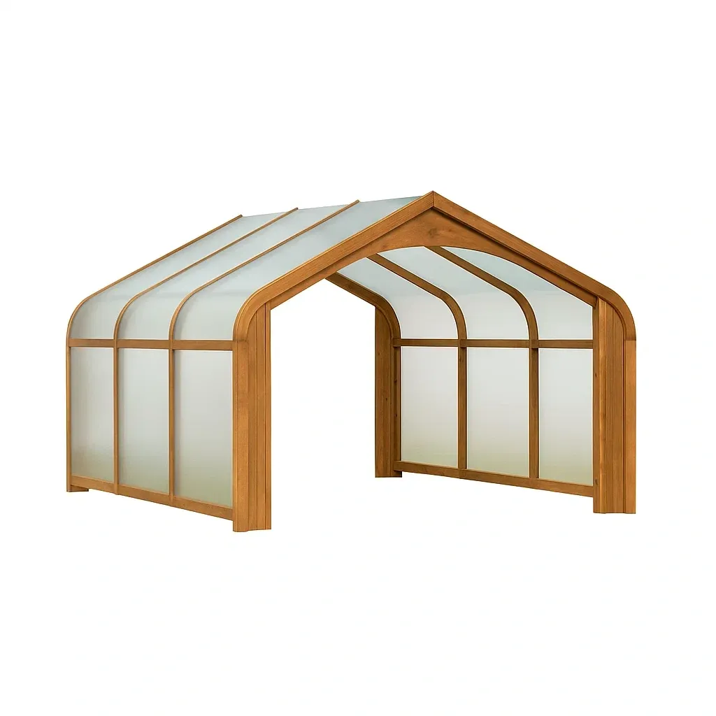 Tettoie autoportanti in legno e vetroresina opaca 3x4x3 m