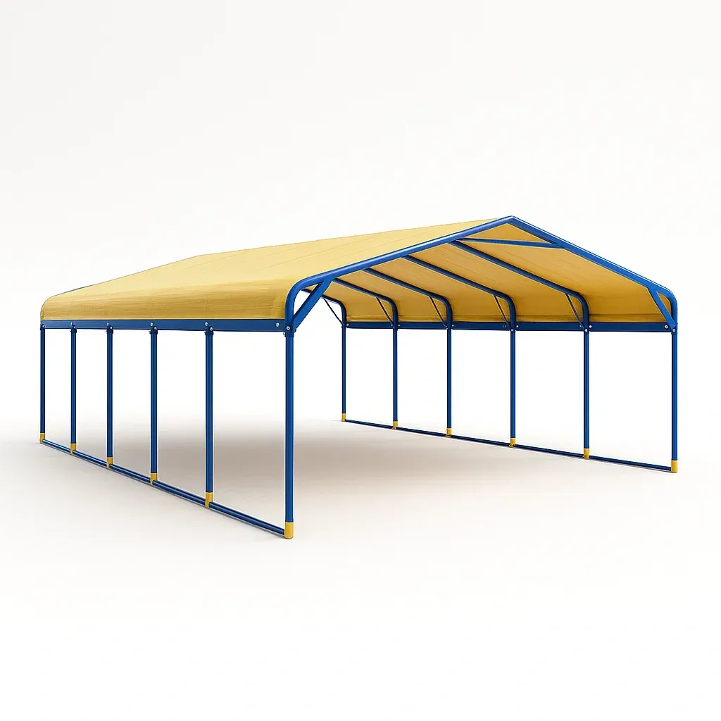 Tettoie rettangolari 4x6 m in acciaio e polietilene blu e giallo