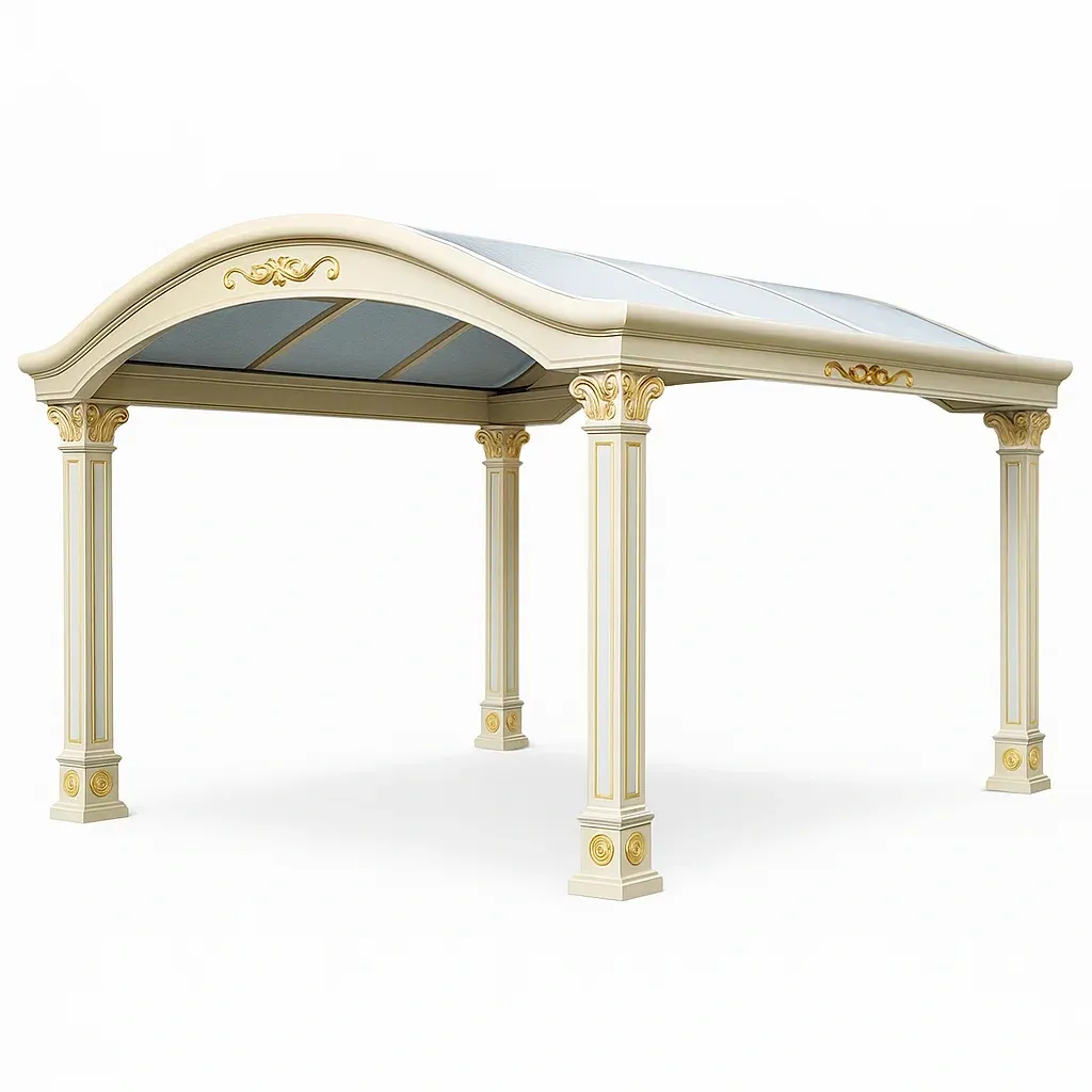 Gazebo da giardino in alluminio con rivestimenti dorati