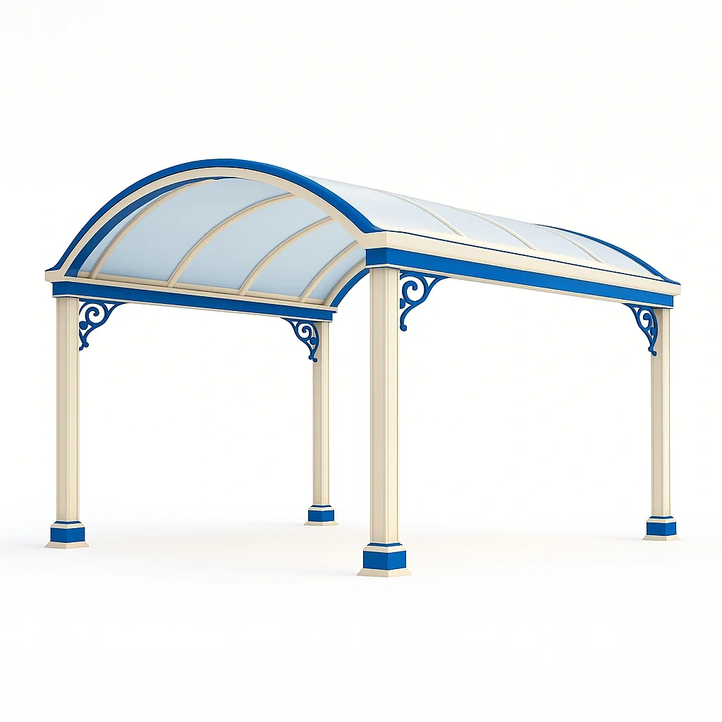 Tettoie in metallo e vetroresina beige e blu 300x200x250 cm