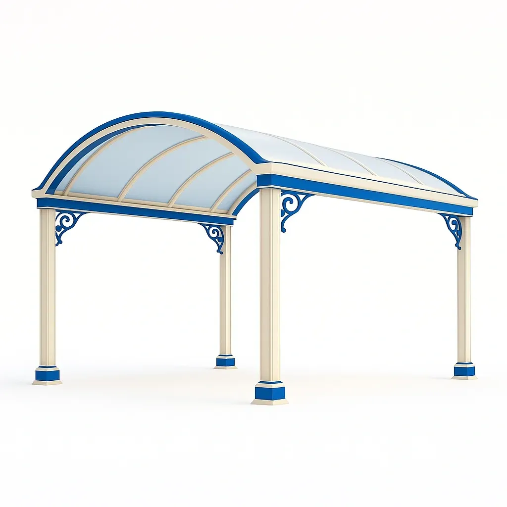 Tettoie in metallo e vetroresina beige e blu 300x200x250 cm