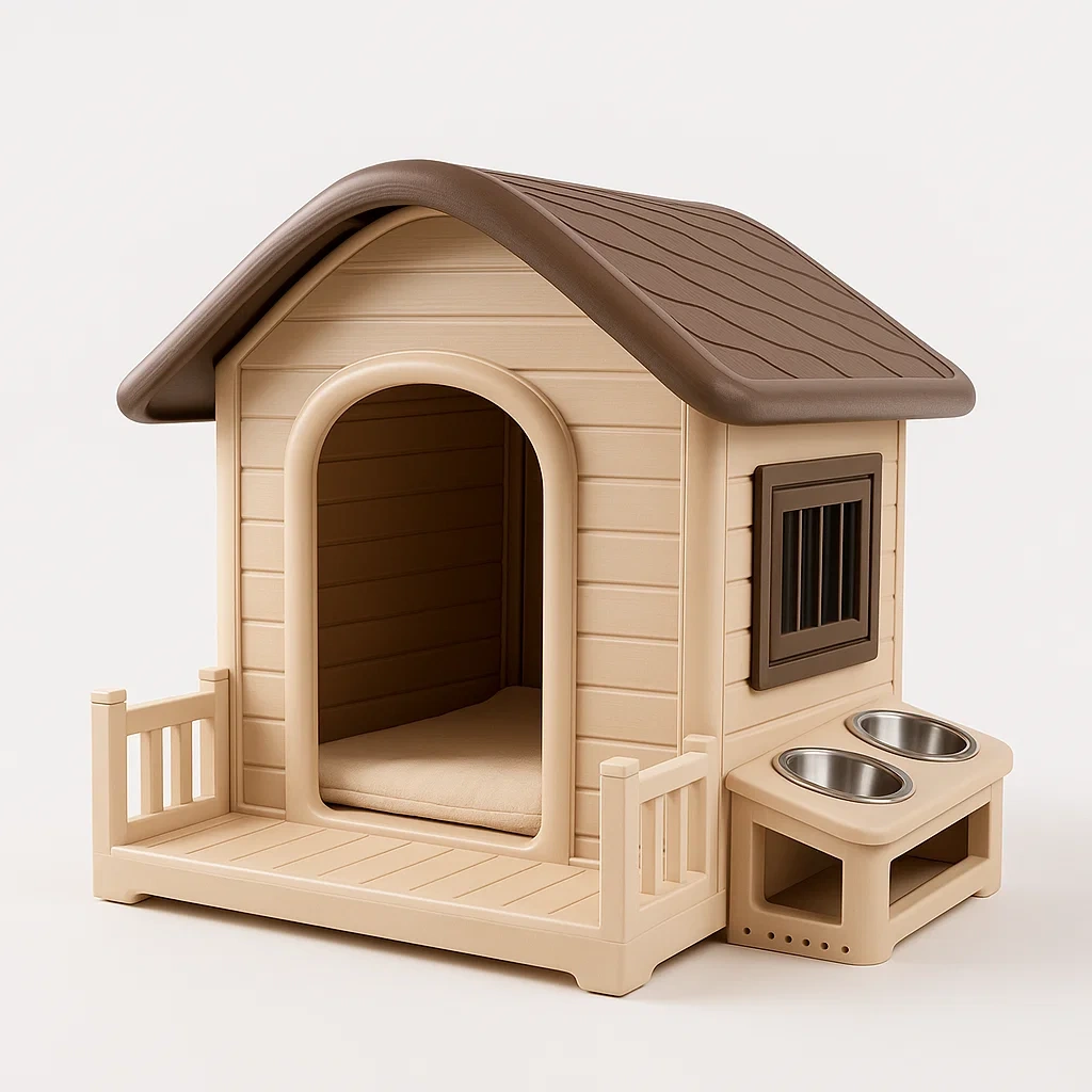 Cuccie in plastica con tetto marrone per animali