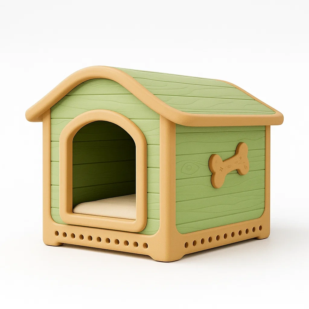 Cuccie in plastica verde beige con cuscino rimovibile per animali domestici