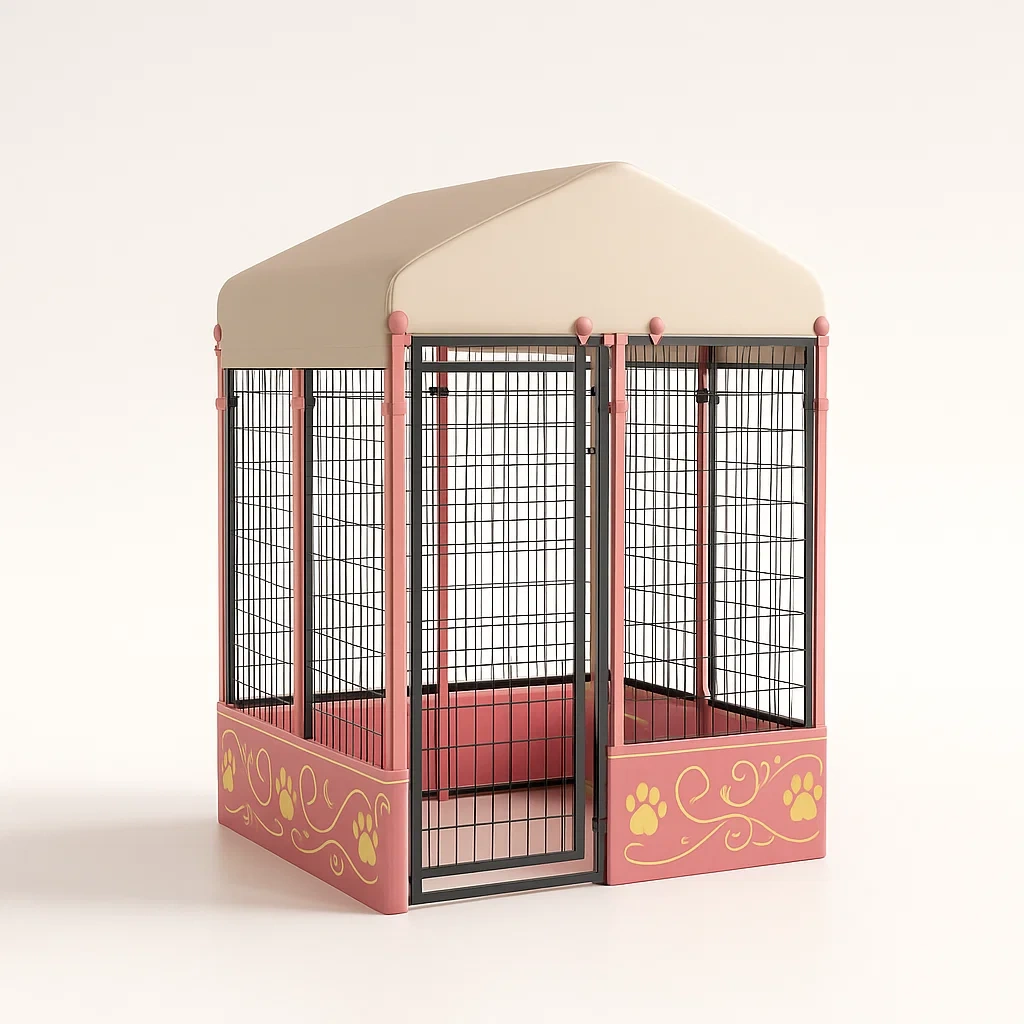 Recinzioni per animali in acciaio e poliestere beige e rosa