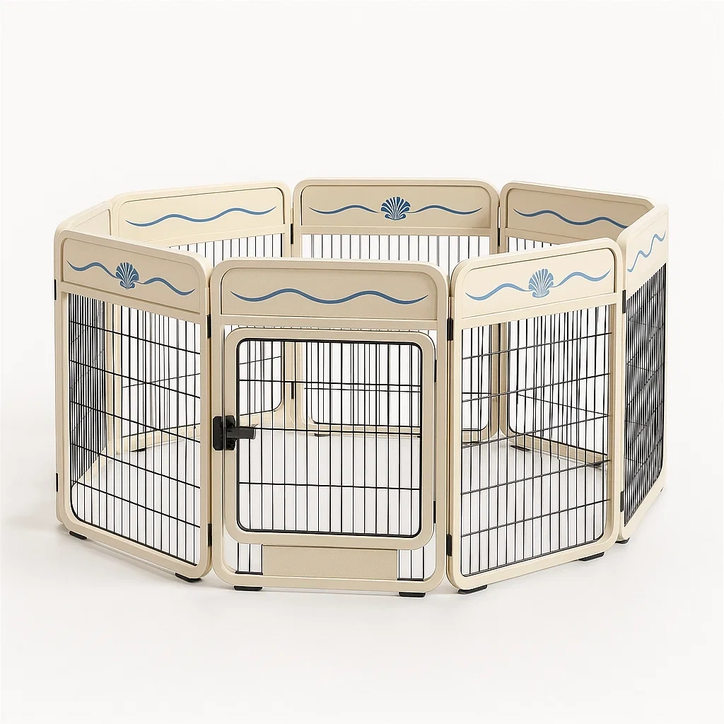 Recinzioni per animali in plastica e metallo beige decorato