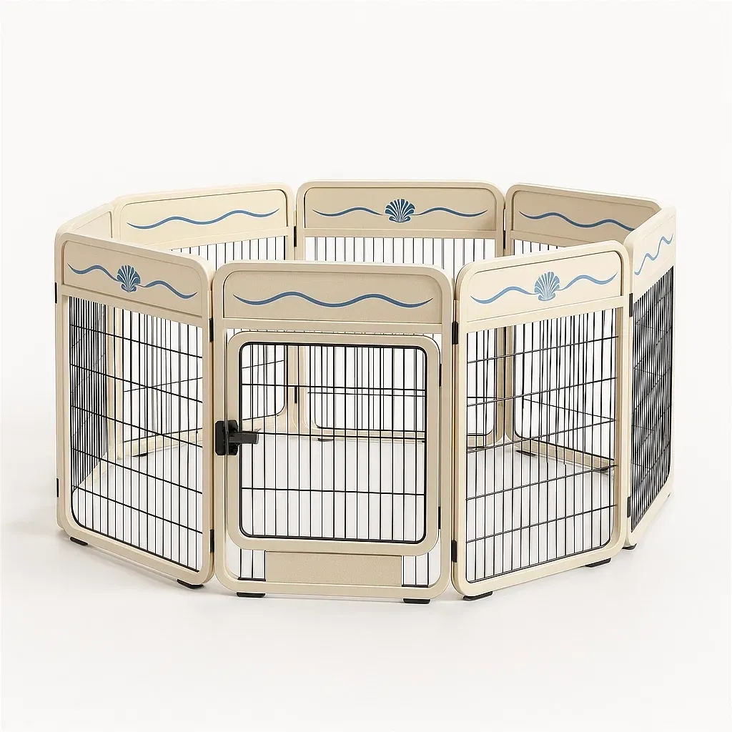 Recinzioni per animali in plastica e metallo beige decorato