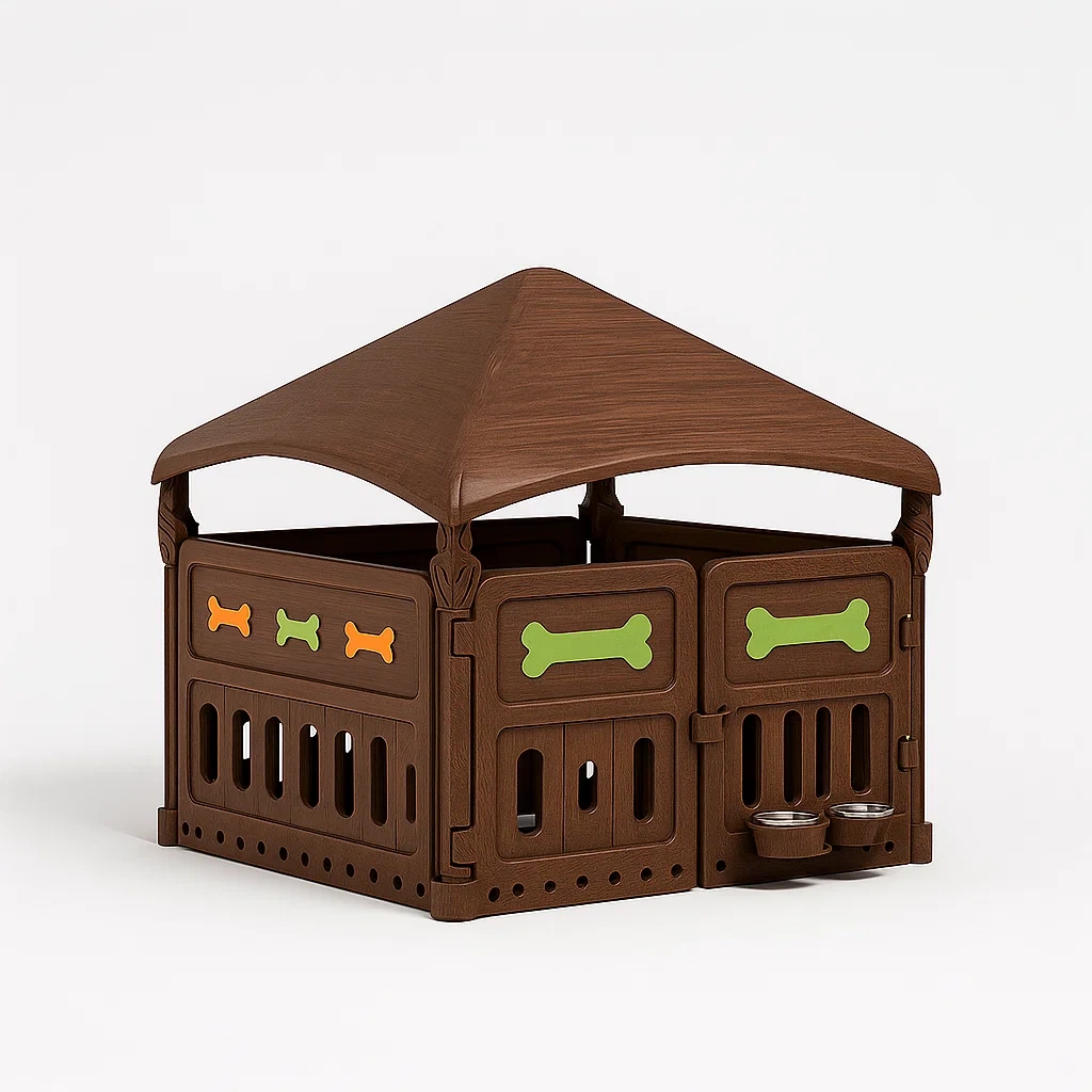 Recinzioni per animali in polipropilene marrone con tetto rimovibile