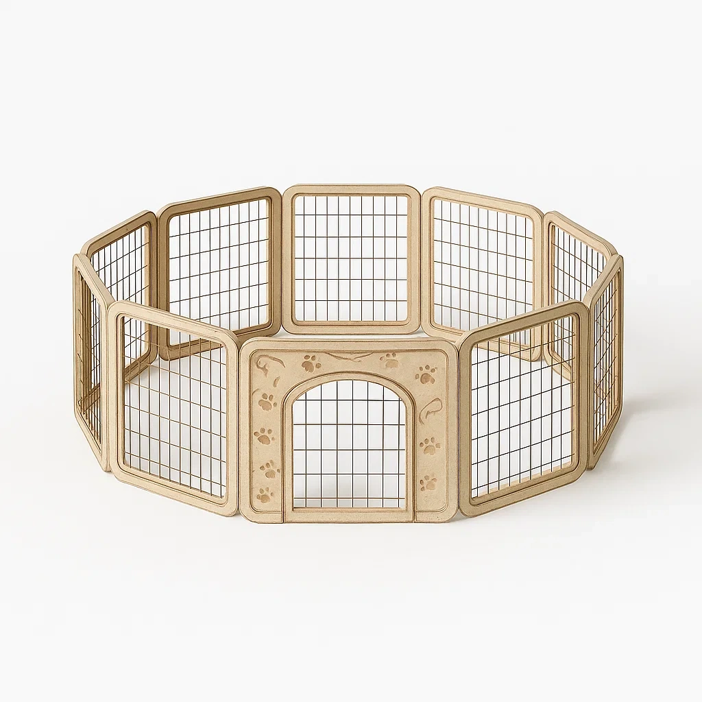 Recinzioni per animali ottagonali in ferro e MDF naturale