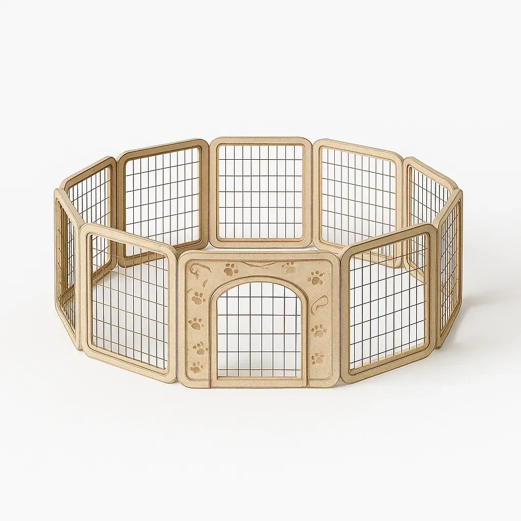 Recinzioni per animali ottagonali in ferro e MDF naturale