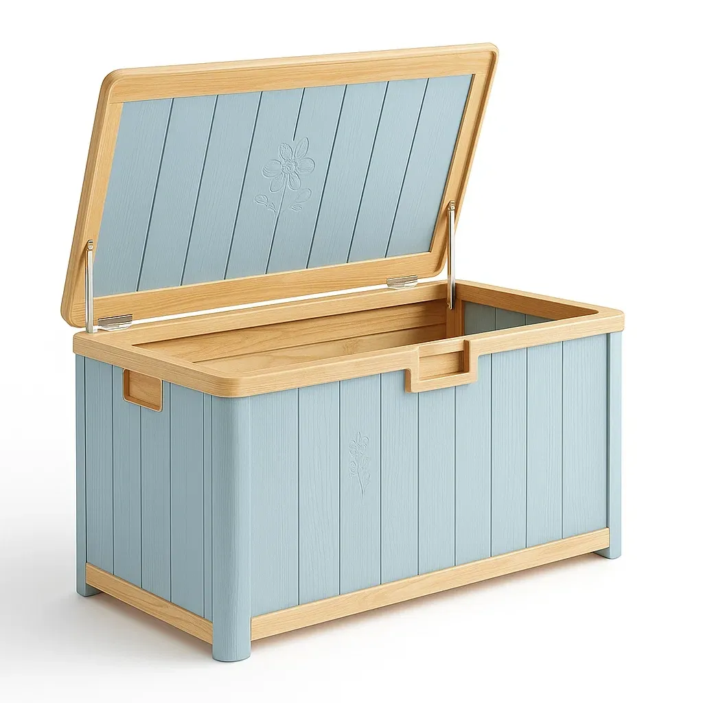 Cassoni in legno e plastica azzurro